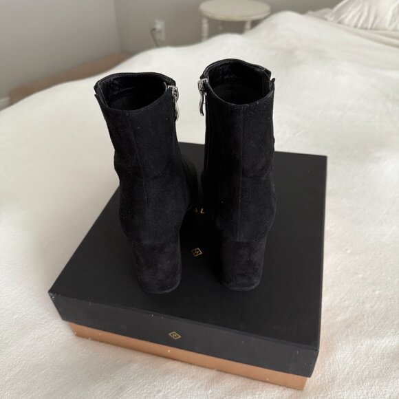 Halogen "Abbi" Block Heel Black Suede Ankle Booties - Picture 3 of 6